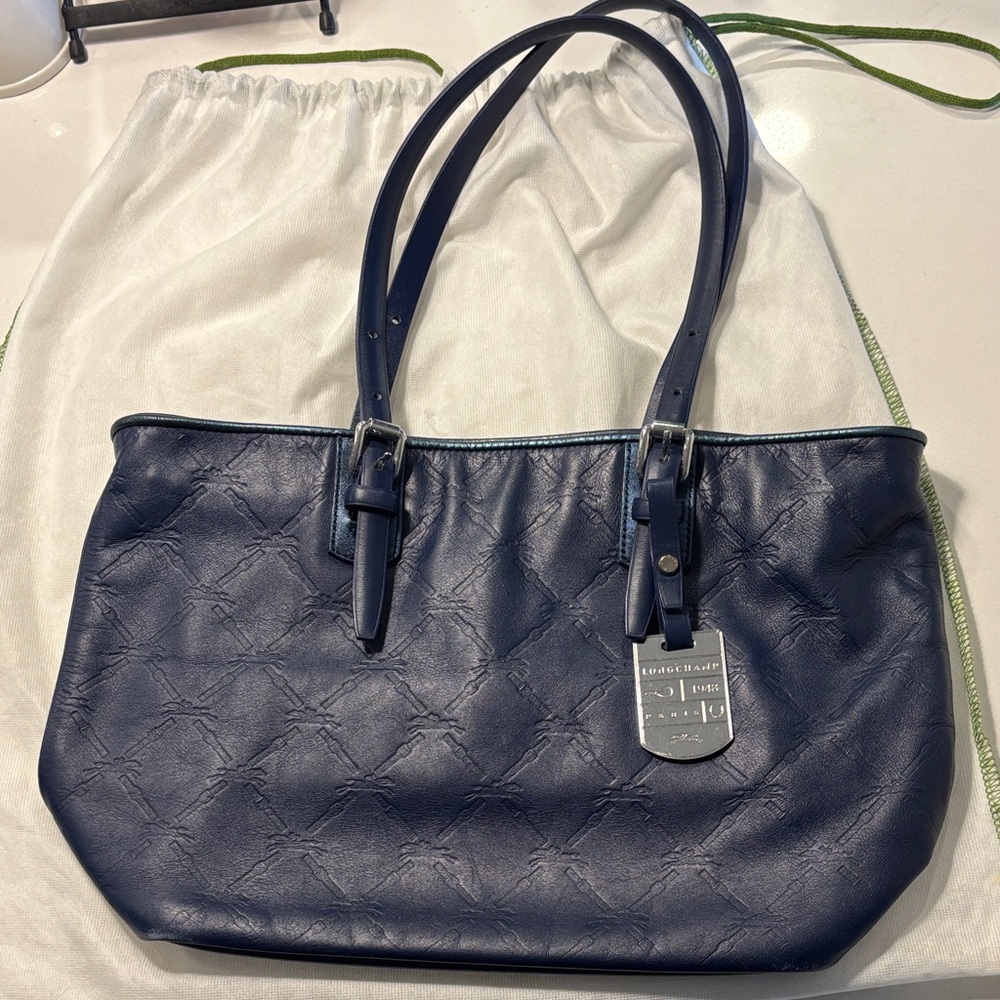 Longchamp LM Cuir Navy Tote made in France!